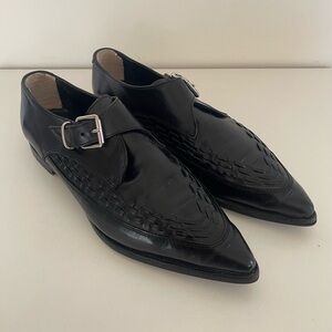 Burberry Prorsum Women’s Buckled Woven Leather Loafers Size 38